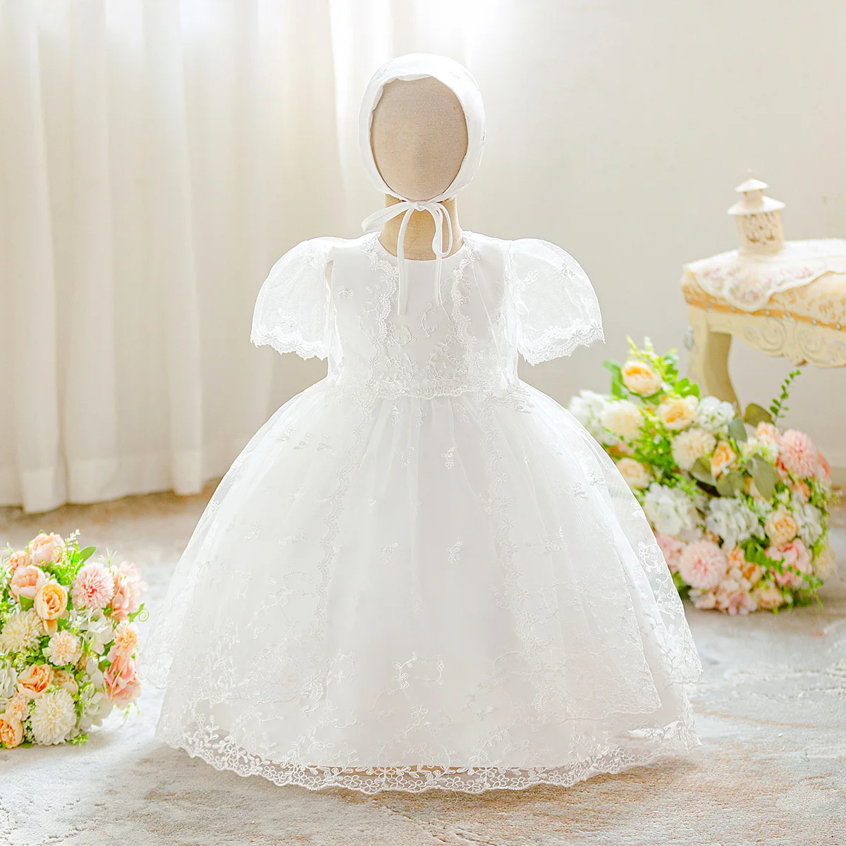 3 Stück elegantes Taufe Baby Mädchen Kleid Kleinkind 1. Geburtstag Party Hochzeit Baby Kleid Erstkommunion Brautjungfer Mädchen Abschlussball Kostüm Image