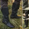 Herren Kunstleder Mittelalter Stiefeletten Renaissance Gothic Wikinger Pirat Mittelkalb Stiefel Halloween Cosplay Schuhe Größe 35-48