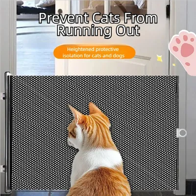 Retractable Indoor Pet Safety Gate Mesh Fence Wide, for Doors & Hallways for Dogs & kitten, Mounting Accessories Included