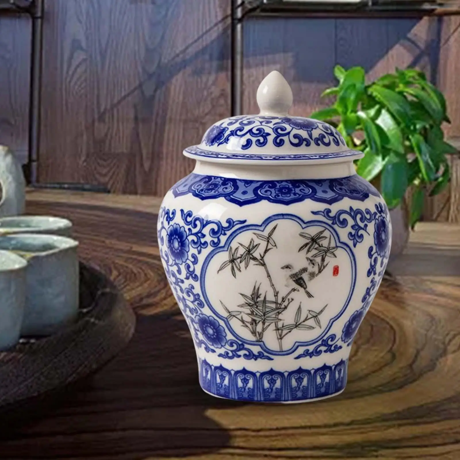 Keramik Ingwer Glas Ornamente mit Deckel Mandarine Vase Porzellan Gläser für Wohnkultur Tisch dekoration Büro Desktop-Arbeits platte