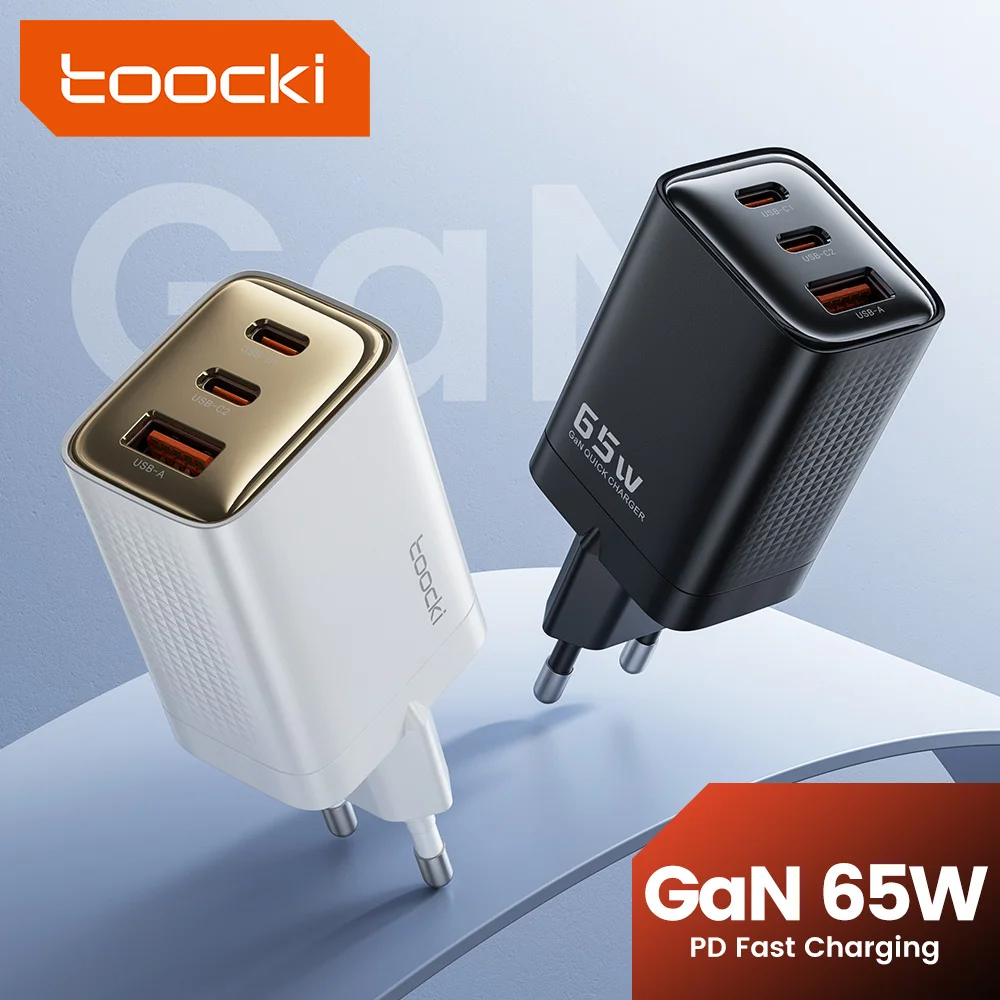 Toocki 65 W GaN USB-Ladegerät Typ C QC4.0 PD3.0 PPS Schnellladung für iPhone 16 15 14 Samsung 24 S23 Xiaomi Huawei Realme Laptop Image