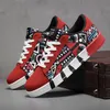 Graffiti-rote vulkanisierte Schuhe für Herren und Damen, große Größe 46, Plattform-Skateboard-Turnschuhe, bequeme, niedrig geschnittene Designer-Schuhe für Herren