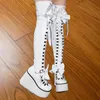 Weiße Plattform Keil Bogen Knoten Stiefel Über Knie Hohe Cross Strap Mode Sexy Neuartigen Stil Sommer 2023 Frau Schuhe Zapatillas Mujer