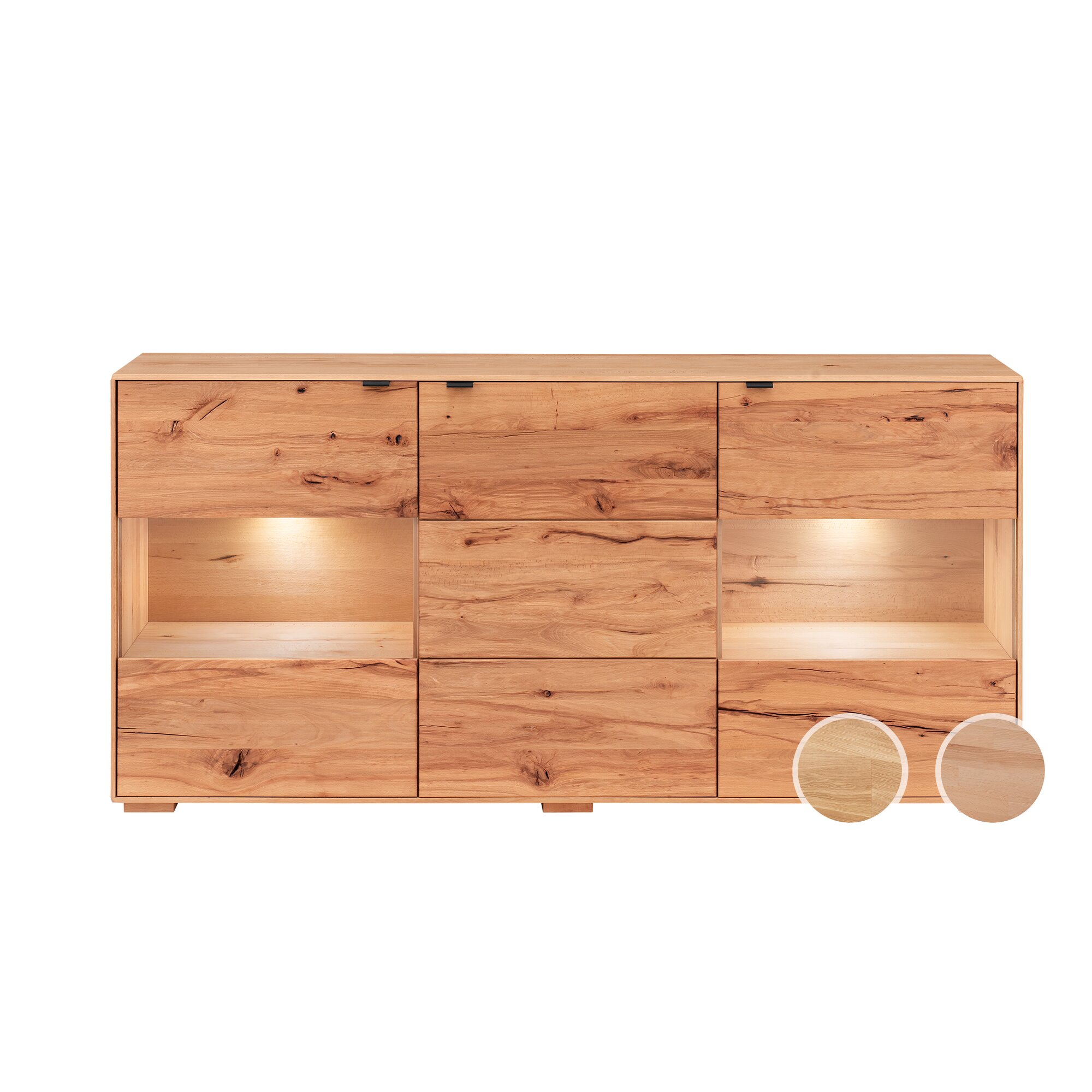 Massivholz »Zerro« Sideboard II Kernbuche / mit Beleuchtung
