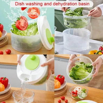 Vegetables Salad Spinner Lettuce Leaf Vegetable Dehydrator Greens Washer Dryer Drainer Crisper Strainer For Washing Drying Leafy