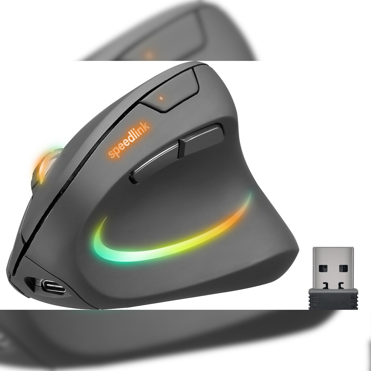 Speedlink PIAVO PRO RGB Wiederaufladbare Vertikale Ergonomische Maus - Kabellos, gummi-schwarz Image