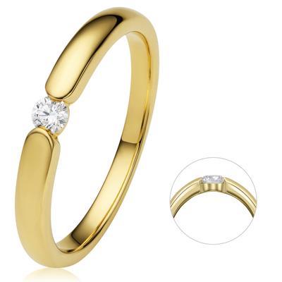 Diamantring ONE ELEMENT "0.08 ct Diamant Brillant Spannfassung Ring" Gr. 54, gold, Fingerringe, Damen, 54, 0,08 ct, Gelbgold 585-Gold-Diamanten, Gelbgold 585, Gold, Diamanten, aus 585 Gelbgold – ein stilvolles Accessoire für Damen mit Geschmack Image