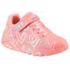 Sneaker SKECHERS "UNO LITE - LOVE LEVITATE", Kinder, Gr. 27, orange (koralle), Lederimitat, casual, Schuhe, Schnürschuh mit bedruckter Sohle, Größenschablone zum Download