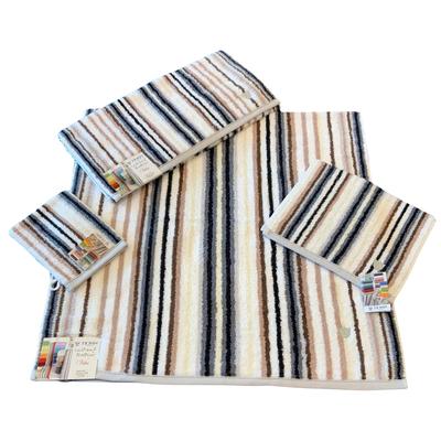 Saunatuch ROSS "Multicolor", grau (anthrazit), B:80cm L:200cm, Frottier, Baumwolle, Handtücher (Packung), mit Streifen und gesticktem ROSS-Emblem Image