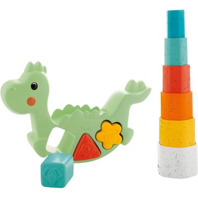 Lernspielzeug CHICCO "2 In 1 Schaukeldino", bunt, Lernspielzeug, KinderB:20cm H:17cm, Kunststoff, teilweise aus recyceltem Material; Made in Europe, B:20cm H:17cm