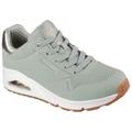 Sneaker SKECHERS "UNO GOLDEN AIR", Damen, Gr. 42, grün (sage grün), Lederimitat, sportlich, Schuhe, Freizeitschuh, Halbschuh, Schnürschuh mit Metallic-Einsatz, Topseller