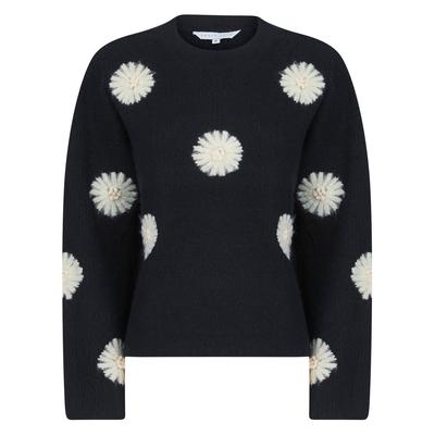 Jumpers Gooseberry Women's Drop Shoulder Embroidered Crew Neck Rib Knit Jumper in Sky Captain Navy - Amara Reya / XL - Tokyo Laundry