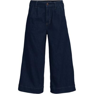 Wide Leg Denim Culotte Jeans, Mid Rise, Women, size: 16, regular, Blue, Cotton/Polyester/Cotton-blend, by Lands' End