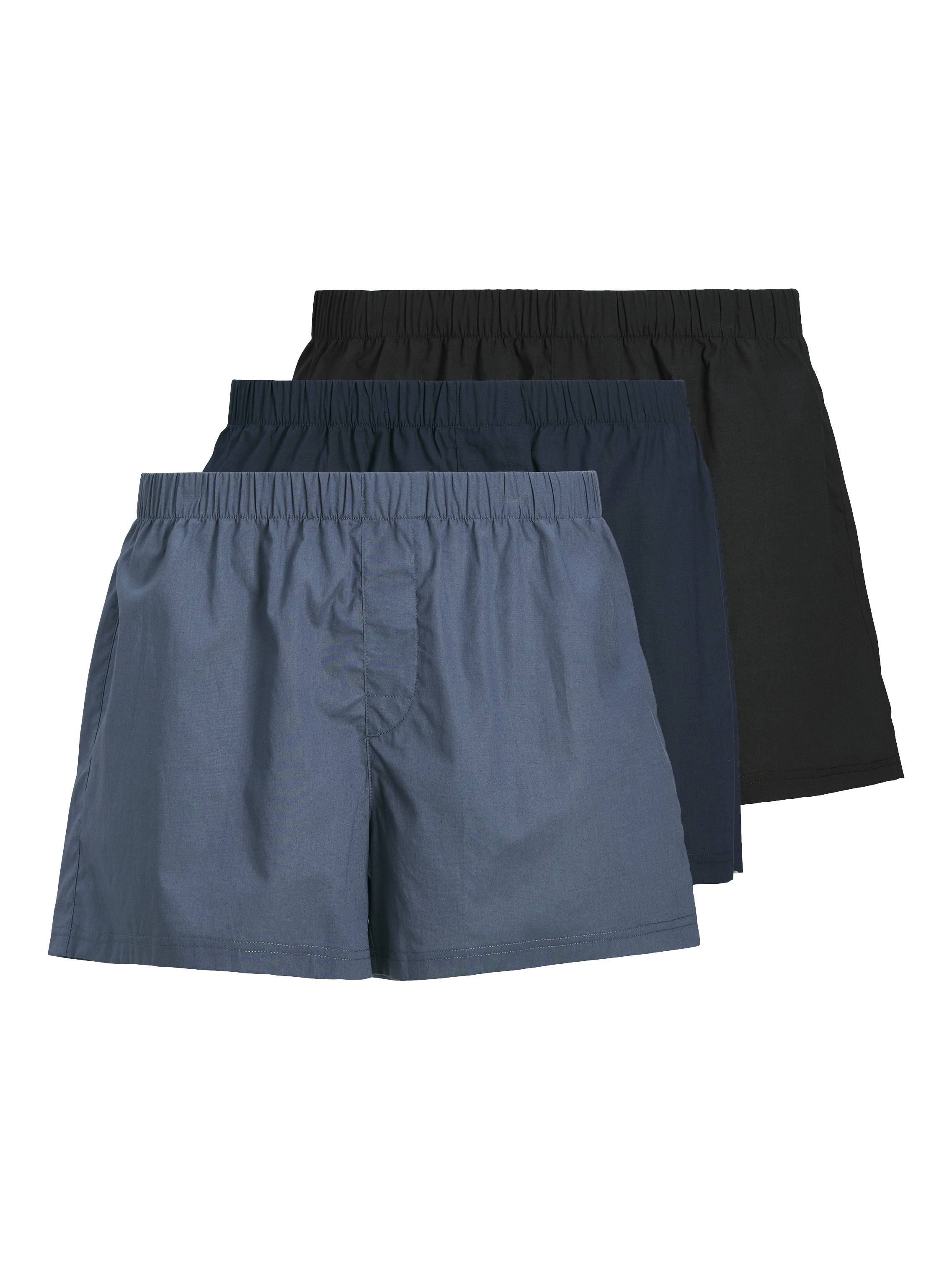 Boxershorts JACK & JONES "JACMILANO WOVEN BOXERS 3 PACK NOOS", Herren, Gr. XL, 3 Stk., schwarz (vintage indigo pack:naval academy, schwarz), Jersey, Obermaterial: 100% Baumwolle, gestreift, kariert, unifarben, weit, Unterhosen, Baumwolle,...