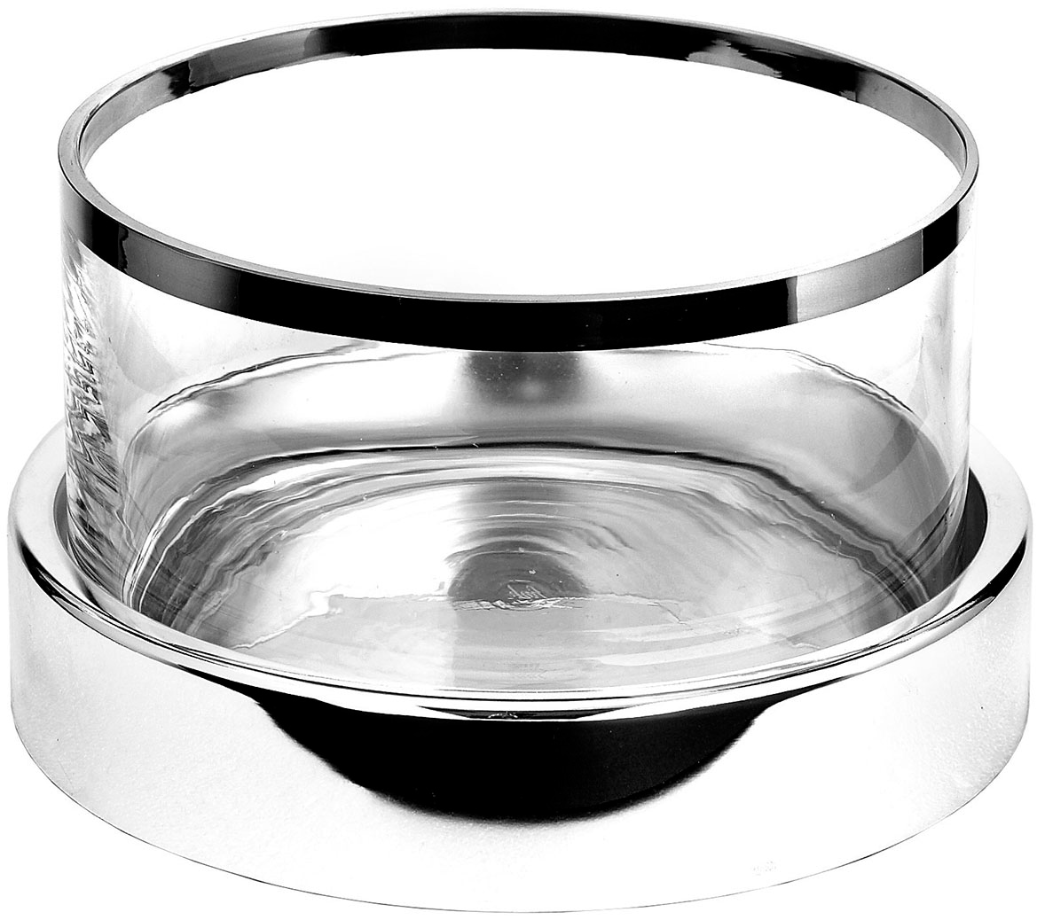 Schale FINK "EMPIRE", silber (silberfarben, transparent), H:15cm Ø:25cm, Eisen, Schüsseln, Dekoschale, Windlicht, silberfarben, Ø ca. 25 cm Image