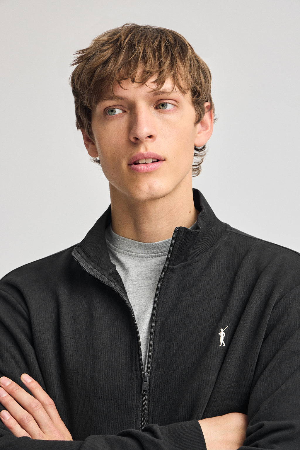 Offenes Sweatshirt schwarz mit hohem Kragen und Rigby Go-Logo Image