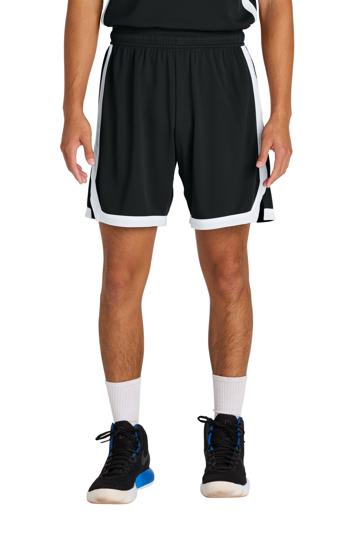 Sport-Tek ST901 Rival Basketball 7'Short in Black/White size Medium | Polyester