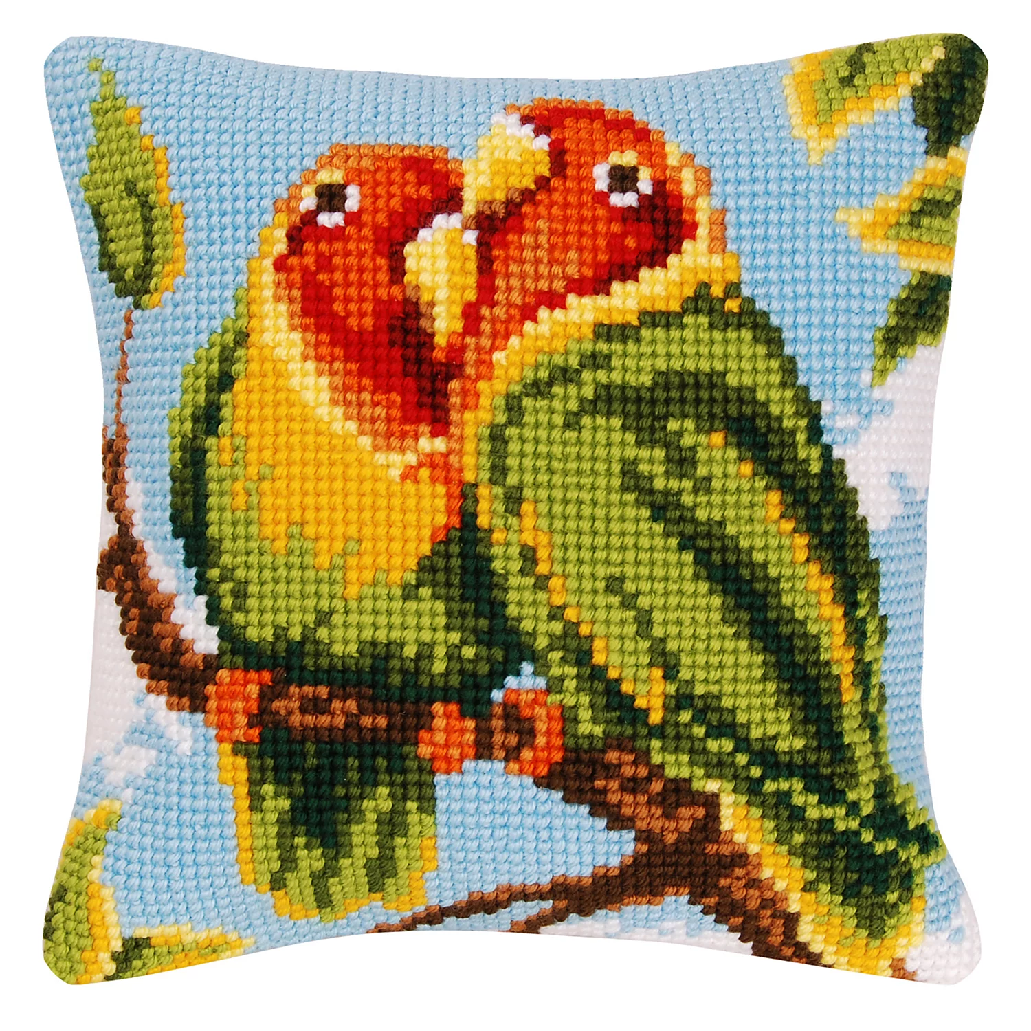 Kreuzstichkissen Unzertrennliche Papageien