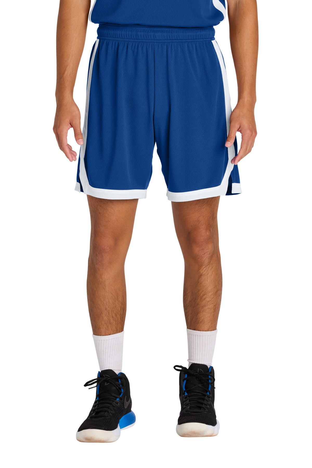 Sport-Tek ST901 Rival Basketball 7'Short in True Royal/White size Small | Polyester