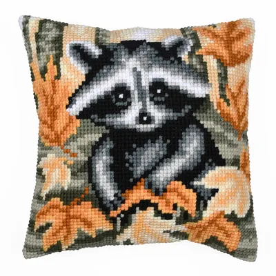 Kreuzstichkissen Waschbär Image
