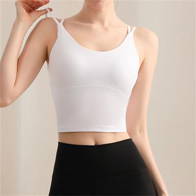 Women's Yoga Bra Pilates Bra Sports Vest Bra Top Breathable Sweat-absorbent Wireless With pads Solid / Plain Color Sport Activewear Black White Gym Zumba Running
