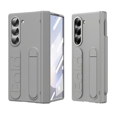 Phone Case For Samsung Galaxy Z Fold 7 Z Fold 6 Back Cover with Stand Holder with Screen Protector Full Body Protective Retro Armor PC Silicone