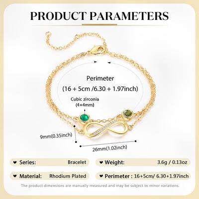 Personalized Birthstone Bracelet Custom Two Birthstones Double Luck Wrist Jewelry, Perfect Gift for Wife or Mom, Soulmate Gift for Valentine's Day and Anniversary