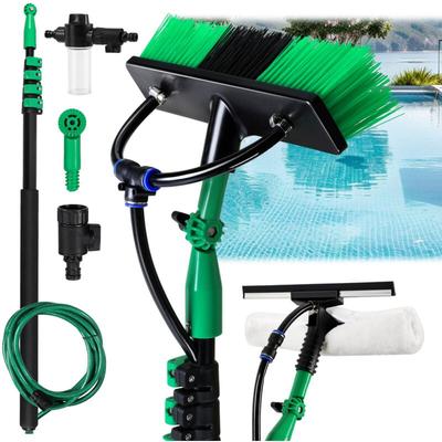 3.6 Waschbürsten Teleskopstiel mit Wasseranschluss, Teleskopstange Fensterreinigung - Swanew Image