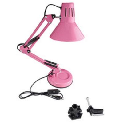 Trade Shop - schreibtischlampe mit gelenkarm E27 anschluss tischleuchte für büro - Rosa Image