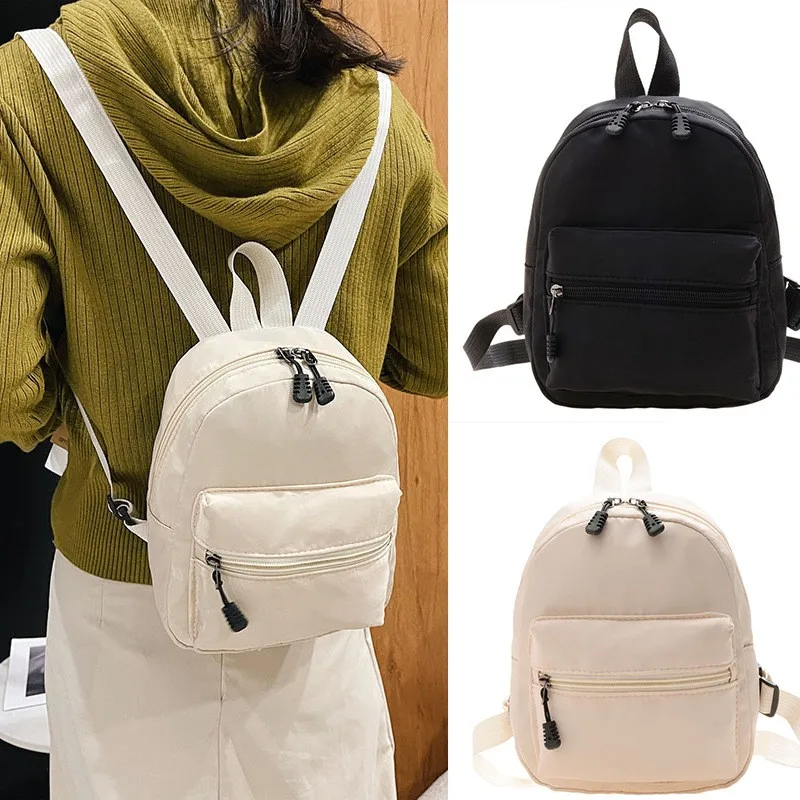Mini sacs à dos tendance en Nylon pour femmes, petits sacs d'école blancs pour adolescentes, sac à dos décontracté à la mode
