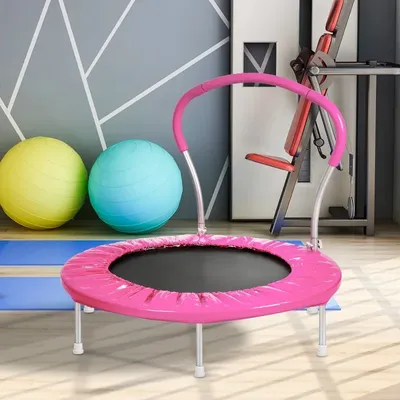36" Metal Trampoline with Handles, Pink and Blue