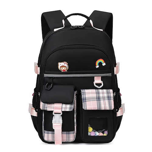 Zaino Scuola Kawaii per Ragazze Tween e Teen Zaino Multi Tasche di Grande Capacità con Toppa Carina per Uso Quotidiano a Scuola