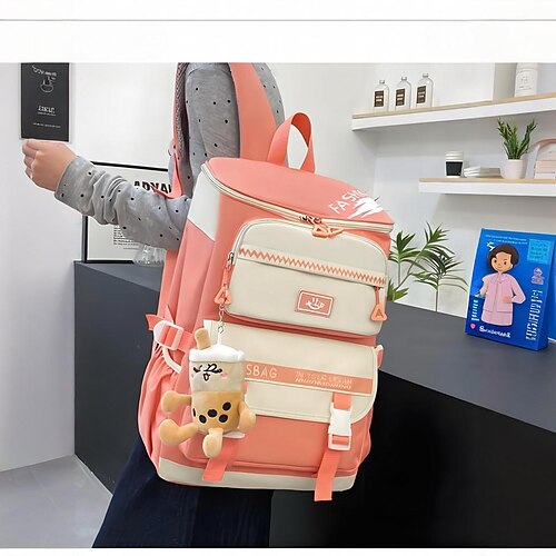 Set di zaini scolastici 5 in 1 per ragazze: zaino rosso con borsa tote coordinata, borsa a tracolla e astucci per matite per bambini e adolescenti