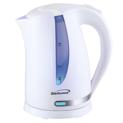 Brentwood Kt-1616W 1,100-Watt 1.7 L Cordless Electric Kettle With Concealed Stainless Steel Heating Element, 360° Base, Auto Shutoff And Boil-Dry Protection, White