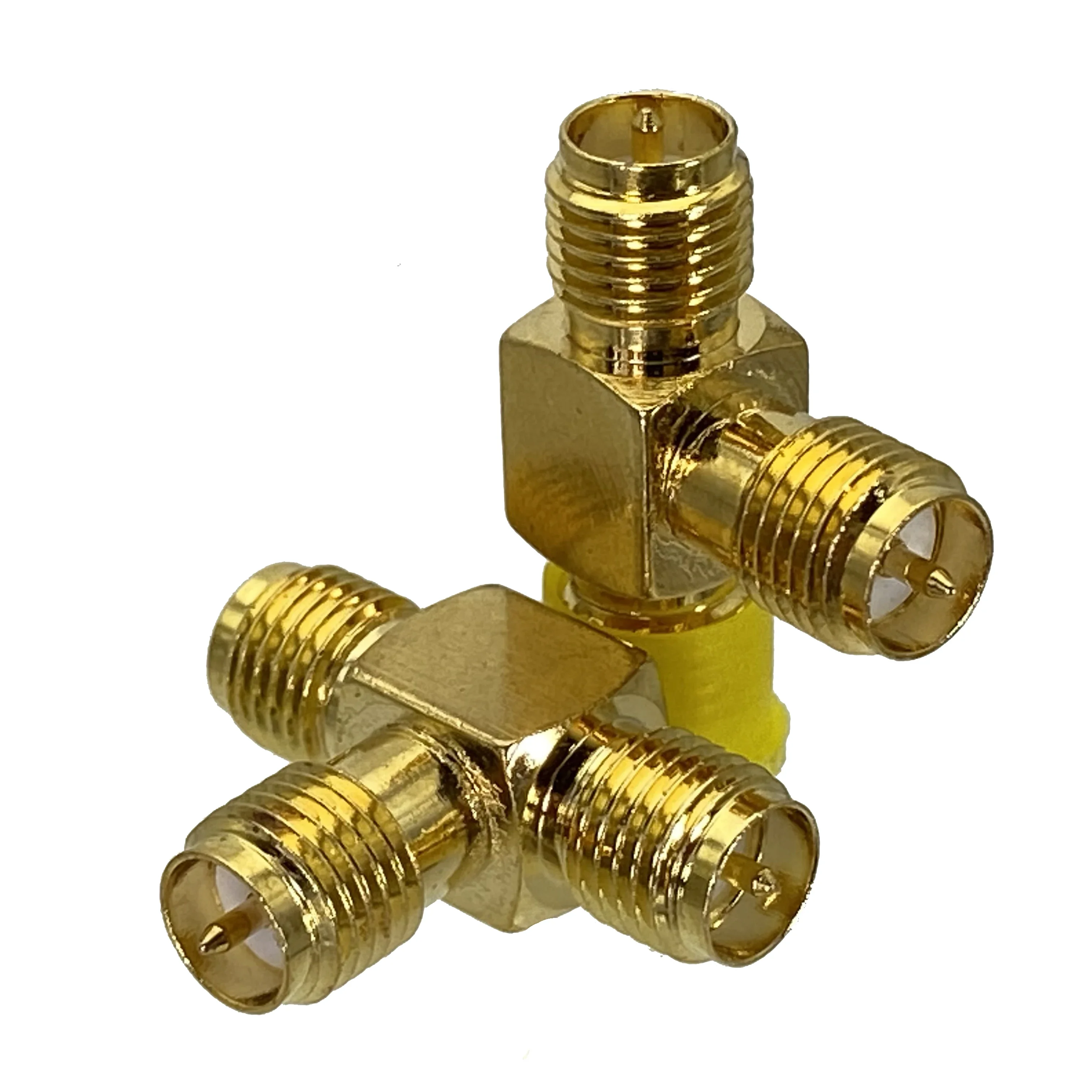 RP SMA Buchse Stecker auf zwei RP-SMA Buchse Triple T Splitter in Serie Adapter Stecker 3-Wege-Draht Teminals 50Ohm Image