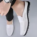 Moda nuovi uomini mezze pantofole in pelle mocassini scarpe mocassini di marca comode scarpe in pelle scarpe casual traspiranti in mesh estivo da uomo