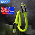 Cavo per display digitale in silicone da 240 W Cavo di ricarica rapida da tipo C a tipo C per iPhone 15 16 Samsung Xiaomi Huawei Cavo USB tipo C