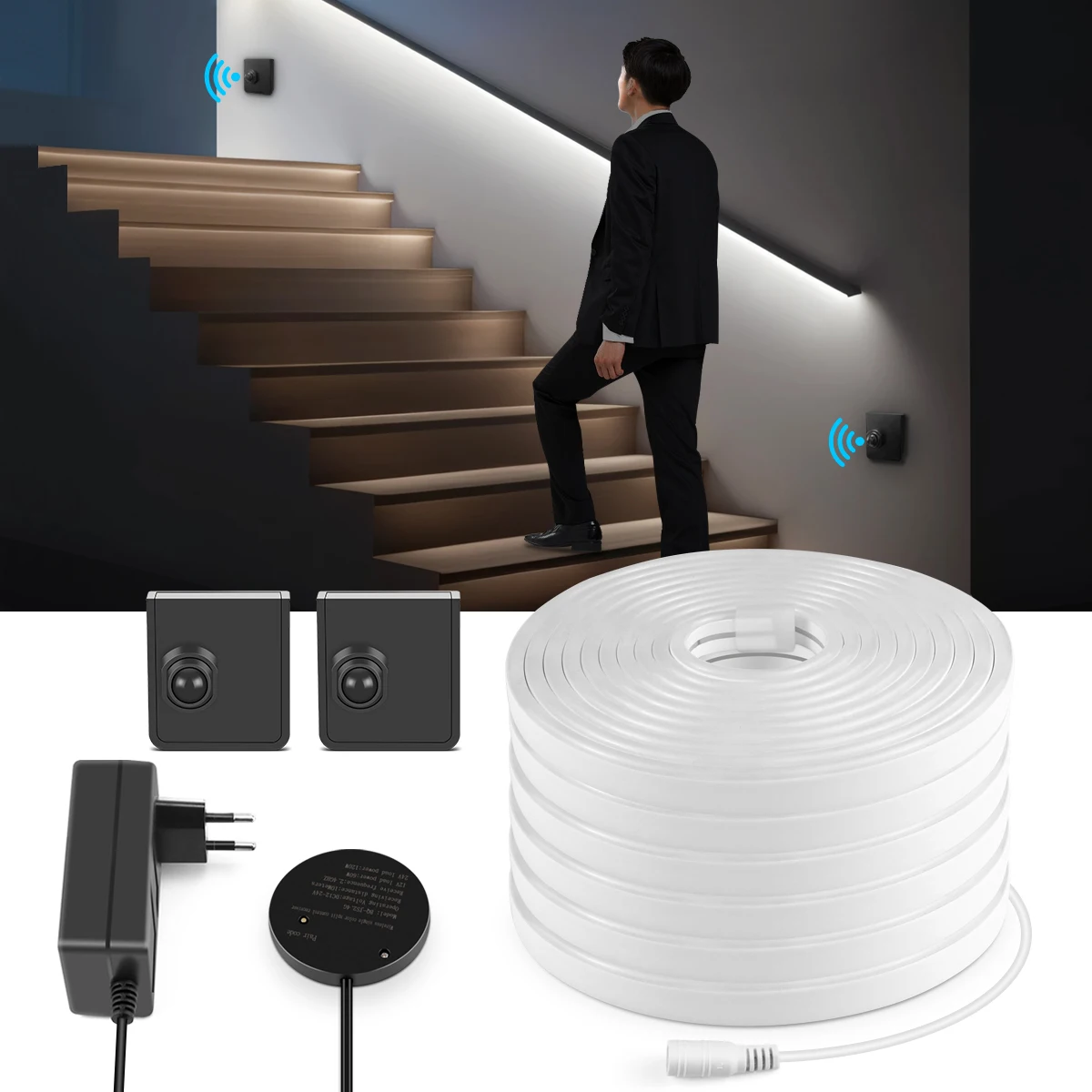 10M 5M 2M Zwei PIR Motion Sensor Schalter 24V Neon LED Streifen Licht 120leds/m Nacht Lampe für Badezimmer Schlafzimmer Treppen Schrank Dekor