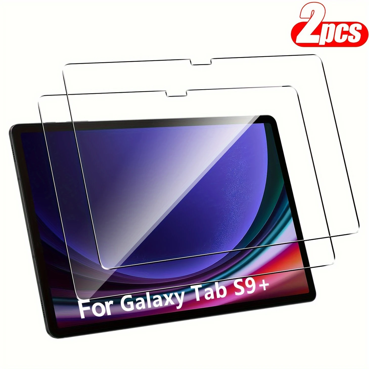 2 Stück 9H gehärtetes Glas für Samsung Galaxy Tab S9 Plus 12,4'' 2023 S9+ SM-X810 SM-X816B klare Anti-Kratz-Displayschutzfolie Image