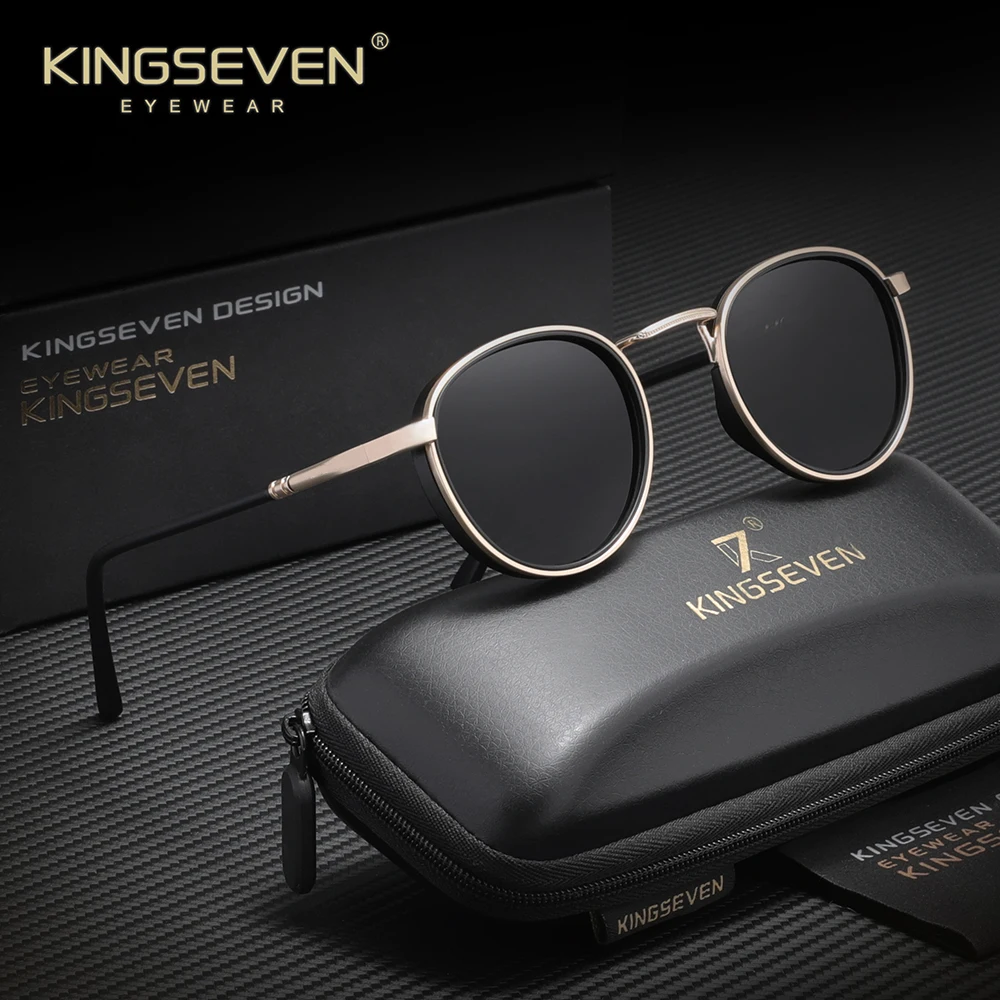 KINGSEVEN Vintage Beliebte Sonnenbrille Fahren Im Freien Runde Rahmen Männer Frauen Gläser Trendy Klassische Polarisierte UV400 Brillen Image
