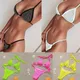 Costume da bagno bikini push up con fasciatura per donna Set bikini di lusso con strass bling nastro di cristallo diamante costume da bagno sexy halter