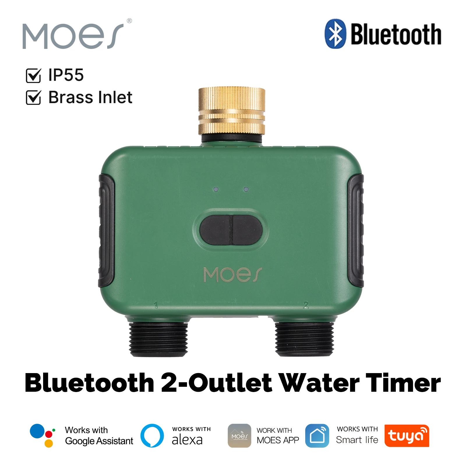 MOES Tuya Bluetooth Wassertimer 2-Auslassventil Sprinkler Filter Waschmaschine Smart App Steuerung Automatische programmierbare Steuerung Regenverzögerung