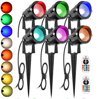 Spotlights Outdoor LED Spot Lights for Yard, RGB Color Changing Landscape Lights Waterproof Spotlight with Plug Remote for House Garden Path Tree Decoration for Halloween