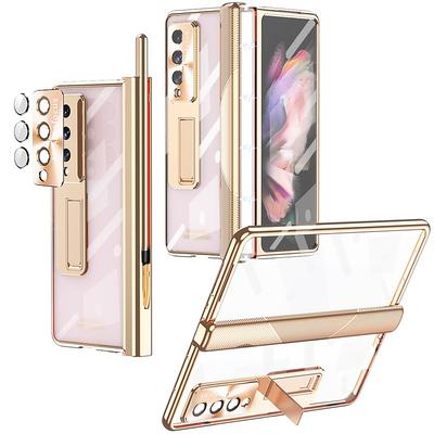 Phone Case For Samsung Galaxy Z Fold 7 Z Fold 5 Z Fold 4 Z Fold 3 Full Body Case with Screen Protector Full Body Protective Camera Lens Protector Transparent Tempered Glass PC Metal