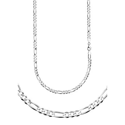Collierkettchen FIRETTI "Schmuck Geschenk Silber 925 Armband Kette Figarokette diamantiert" Gr. 19, silber (silberfarben), Halsketten, Damen, 19, Silber 925 (Sterlingsilber), B: 4,5mm, Made in Germany, B:4,5mm Image