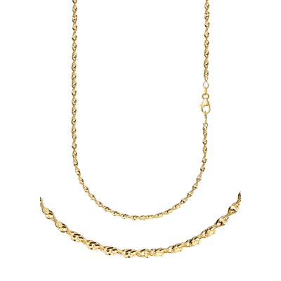 Collierkettchen FIRETTI "Schmuck Geschenk Gold 333 oder 585 Halskette Singapurkette diamantiert" Gr. 60, gold (gelbgoldfarben), Halsketten, Damen, 60, Gelbgold 585, B: 2,4mm, Made in Germany, B:2,4mm Image