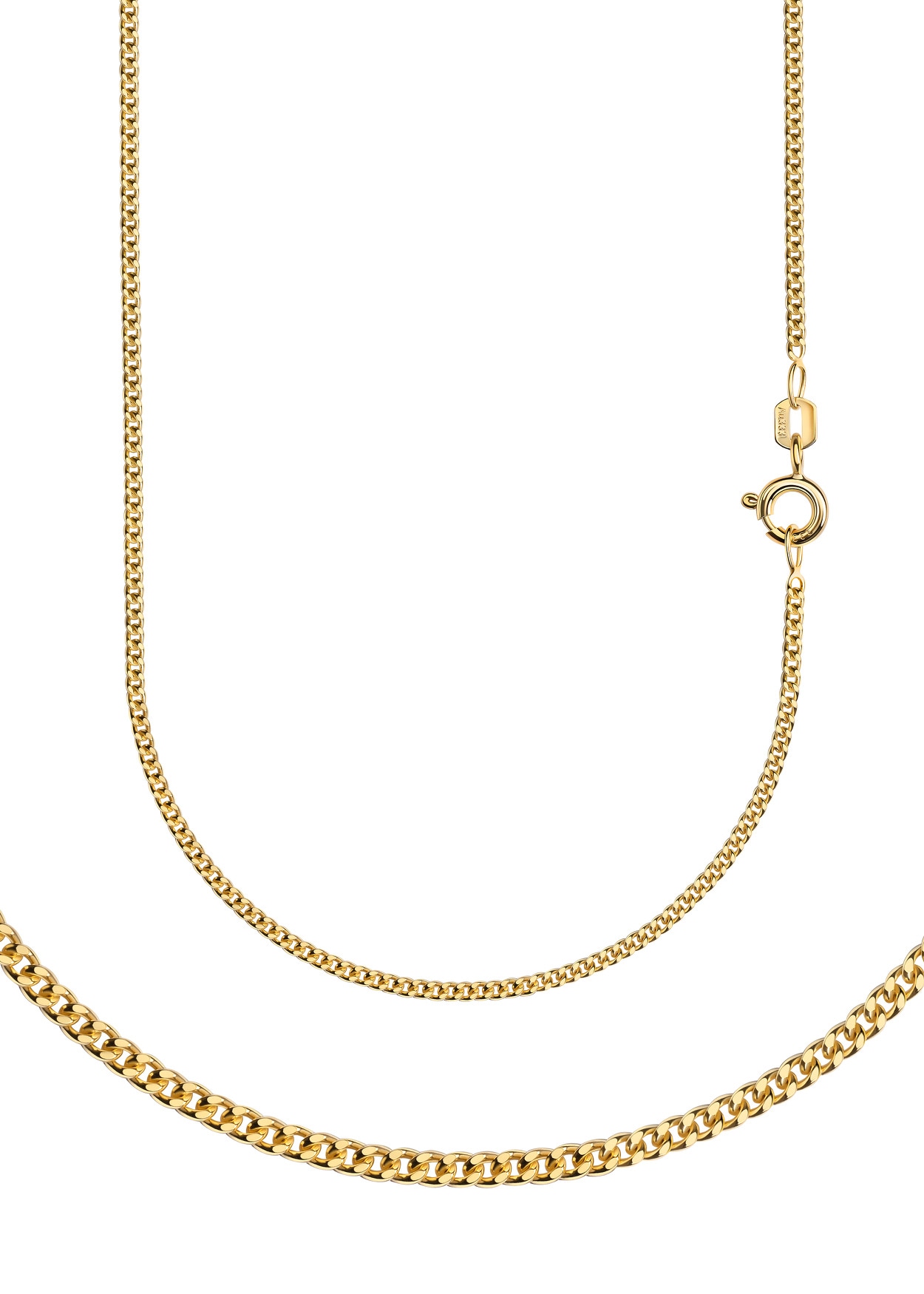 Collierkettchen FIRETTI "Schmuck Geschenk Gold 333 oder 585 Halskette Panzerkette diamantiert" Gr. 55, gold (gelbgoldfarben), Halsketten, Damen, 55, Gelbgold 585, B: 1mm, Made in Germany, B:1mm Image