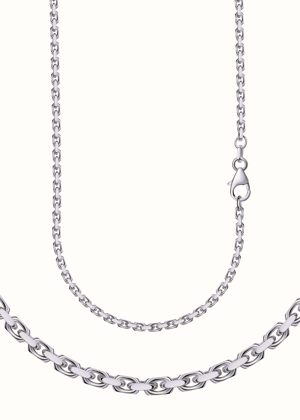 Collierkettchen FIRETTI "Schmuck Silber 925 Armband Kette Ankerkette diamantiert" Gr. 21, silber (silberfarben), Halsketten, Damen, 21, Silber 925 (Sterlingsilber), B: 3,7mm, Made in Germany, B:3,7mm Image