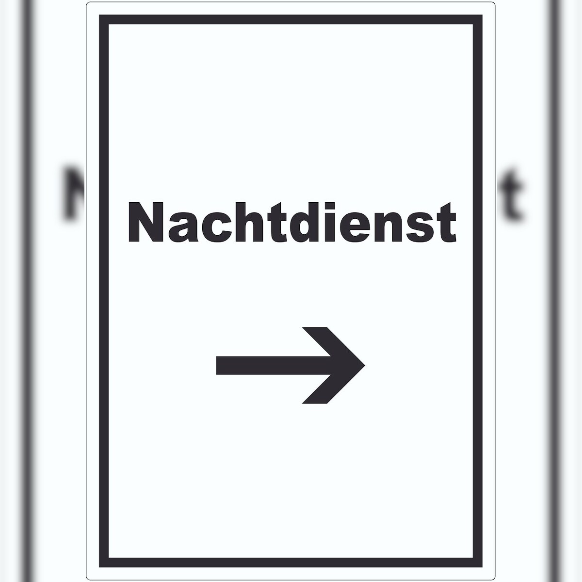 HB-Druck Nachtdienst Aufkleber mit Text und Richtungspfeil rechts Nachtschalter hochkant A8 (52x74mm) Image