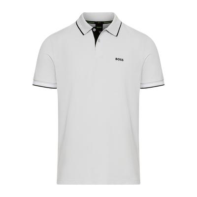 Poloshirt BOSS GREEN "Paul", Herren, Gr. XXXL, light, pastel grau053, Jersey, Obermaterial: 92% Baumwolle, 8% Elasthan, casual, slim fit, hoch geschlossener Ausschnitt, Kurzarm eingesetzt Bündchen kontrastfarben, Shirts, mit Polokragen Image